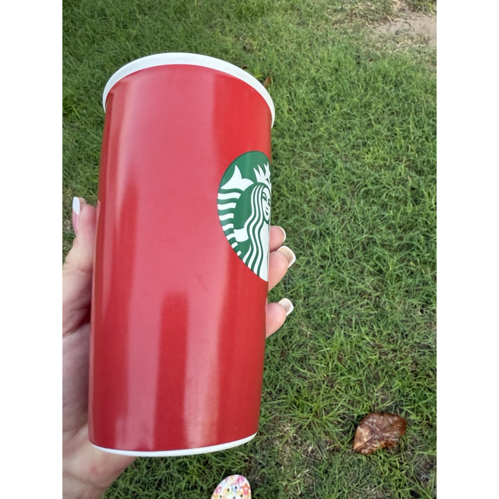 Starbucks Red Ceramic Tumbler 2016 Writable 12oz with Lid 12oz 355ml - Picture 4 of 8